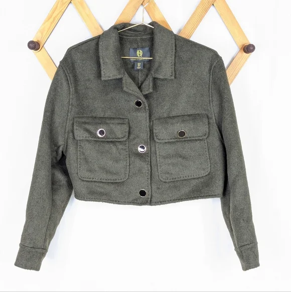 House Of Harlow Cropped Wool Blend Jacket Coat - Size Small - Picture 2 of 8